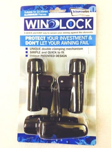 3x Leisurewize Aluminium Awning Windlock Quick Lock Release Clamps 22-25mm