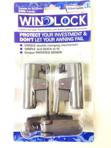 3x Leisurewize Steel Awning Windlock Quick Lock Release Clamps 22-25mm