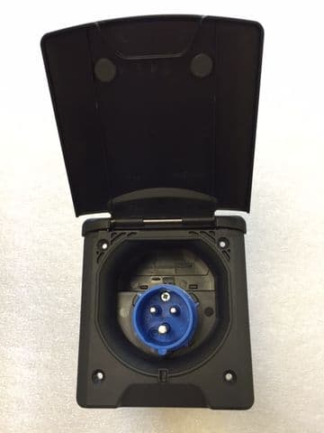 Fawo 240v Mains Inlet Flush fitting Socket With Magnetic Lid - Black