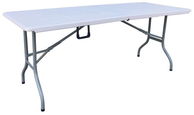 Leisurewize Folding Blow Moulded 6ft Trestle Table for Camping, Garden, Outdoor, BBQ, Car Boot - Grasshopper Leisure