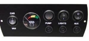 Plug-In Systems 12V Control Panel Car/Aux/Pump/Battery Meter, for caravan and motorhomes, Caravan & Motorhome - Grasshopper Leisure