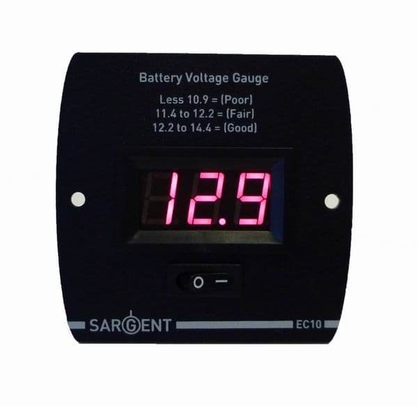 Sargent EC10 Battery Voltage Meter Digital Control Panel - Grasshopper Leisure, Charging & Distribution for caravan and motorhomes, Caravan & Motorhome Electrical,