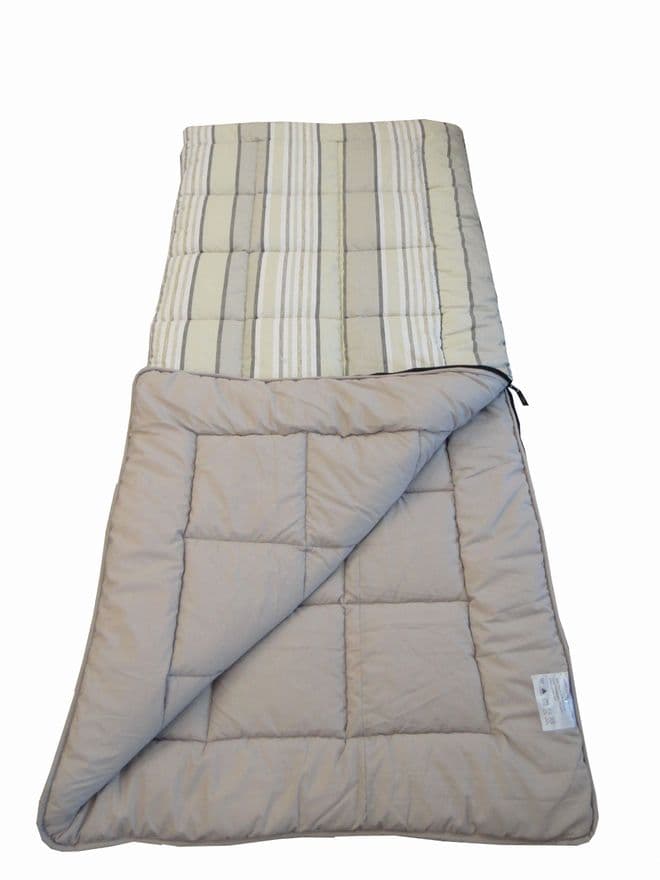 Sunncamp Sleeping Bag - Grey Stripe Super King Size Thick Single Camping Sleeping Bag - Grasshopper Leisure